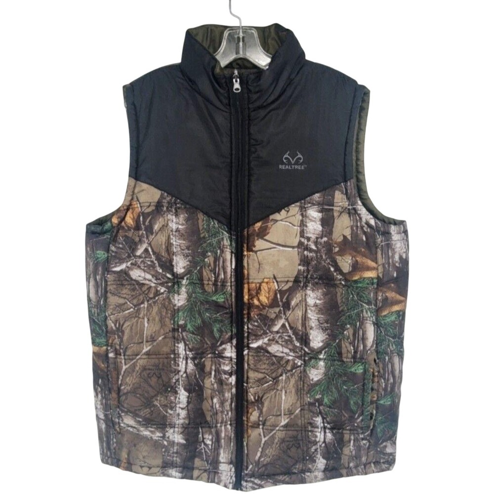 Realtree Vest Mens Large Multicolor Camo Reversible Puffer Full Zip Hunting
